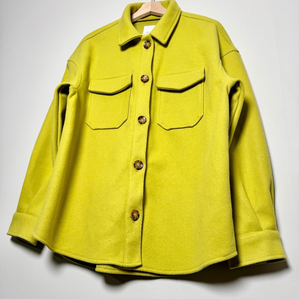 Avec Les Filles Bright Green Oversized Boyfriend Shacket Shirt Jacket Sz M